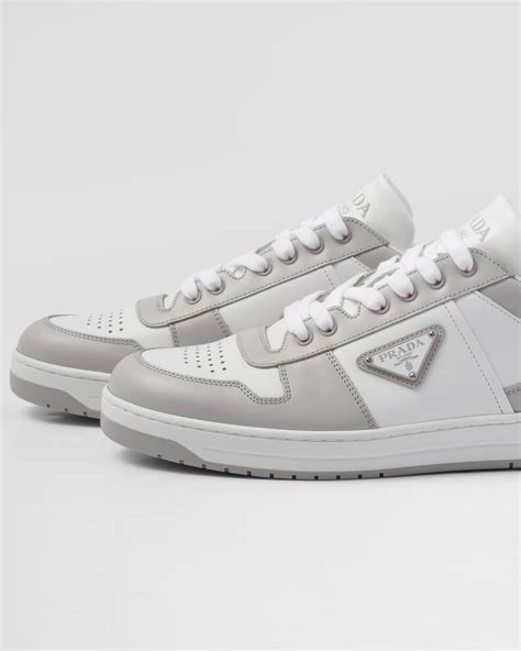 386234 prada|White/crystal Downtown Leather Sneakers .